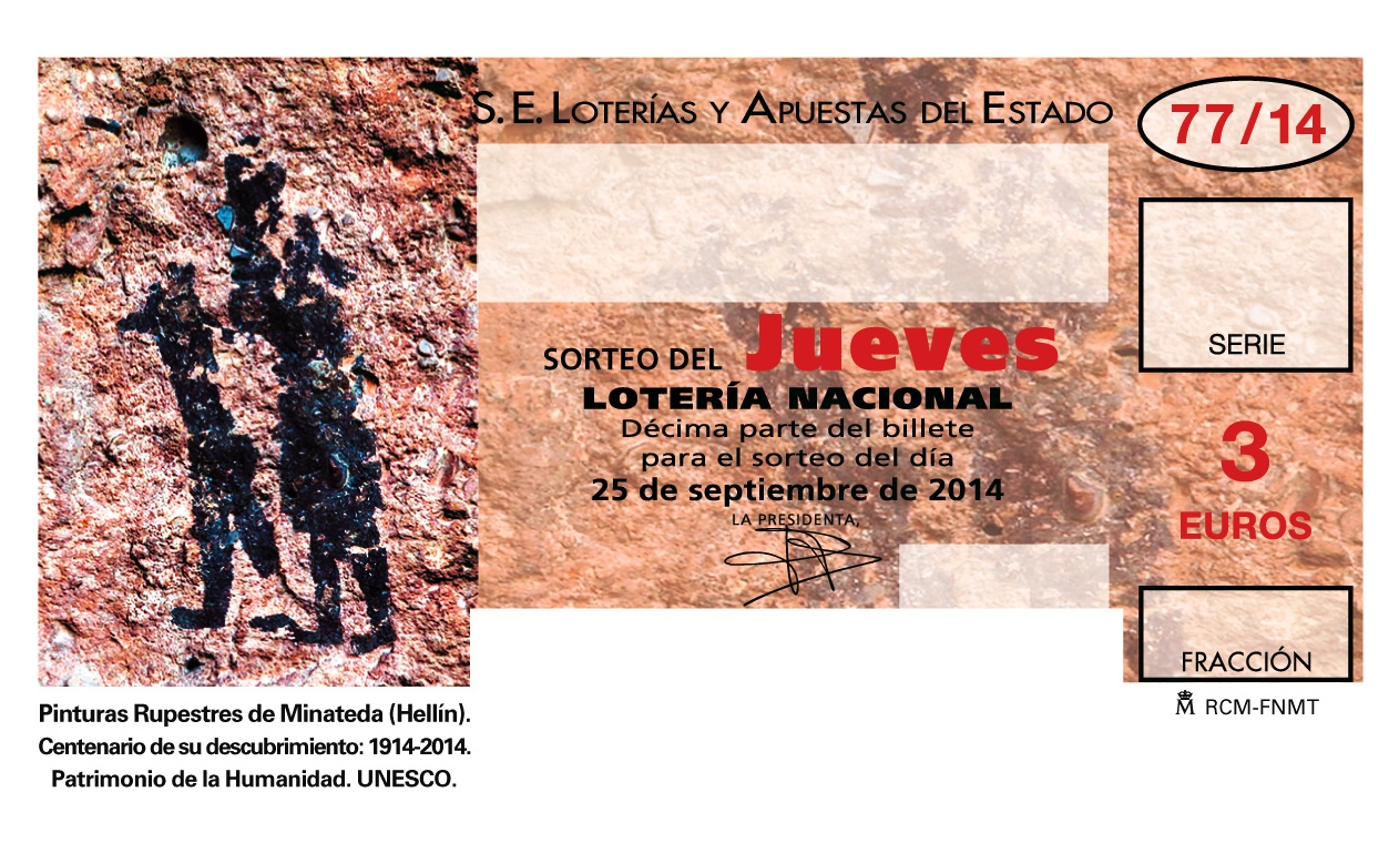 Las Pinturas Rupestres del Abrigo Grande de Minateda en los billetes de la Lotería Nacional