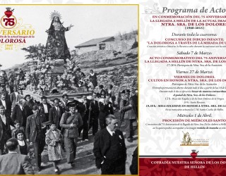 Celebración del 75 Aniversario de la llegada a Hellín de la actual imagen de la Virgen de los Dolores (1940-2015)