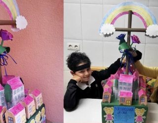Los niños Ángel Rodas García y Lucía Gómez García ganadores del concurso escolar del Día de la Cruz