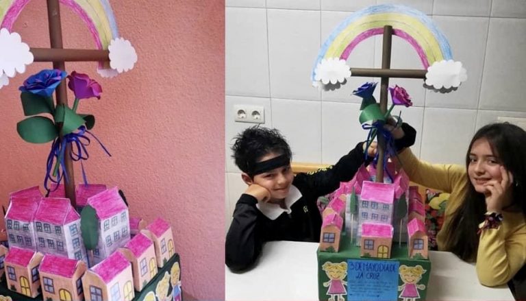 Los niños Ángel Rodas García y Lucía Gómez García ganadores del concurso escolar del Día de la Cruz
