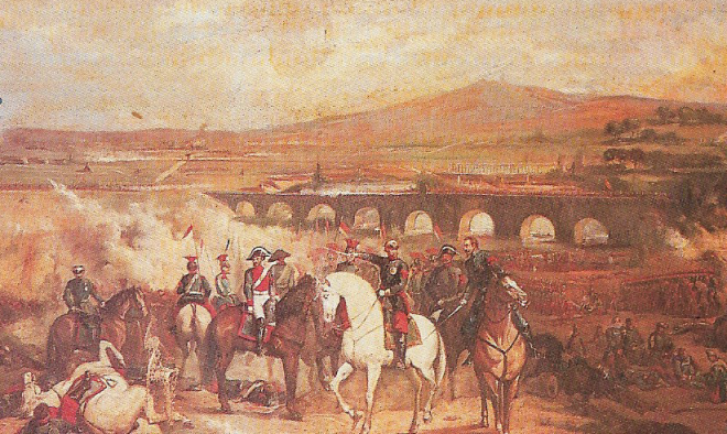 Batalla de Alcolea, detalle del óleo que se conserva en la Real Academia de la Historia (Rodríguez Losada y Santesteban)