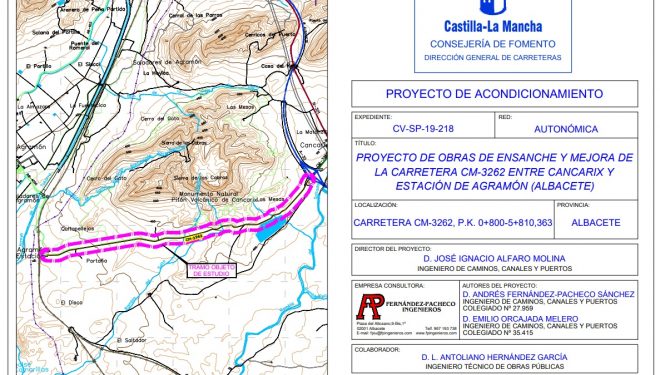 Avanza el proyecto del ensanche y mejora de la carretera CM-3262 que une la Estación de Ferrocarril de Agramón a la Autovía A-30