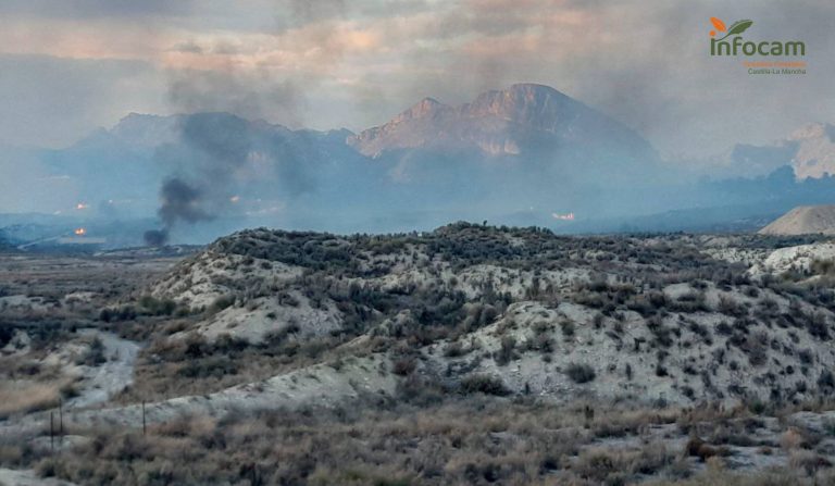 Controlado el incendio forestal en Las Minas, Hellín, tras la colaboración entre Castilla-La Mancha y Murcia