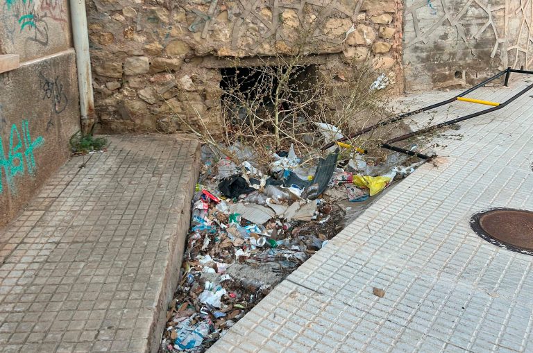 Acumulación de basura en el paseo de la Estación de Hellín